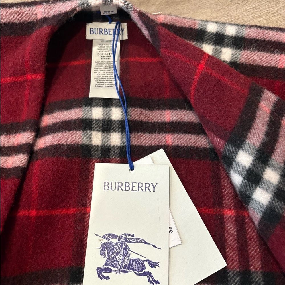 Burberry red Charlotte Check Wool-Cashmere Cape - Picture 9 of 12